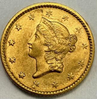 1852 Liberty Head Gold $1 Dollar Gold Type 1 AU