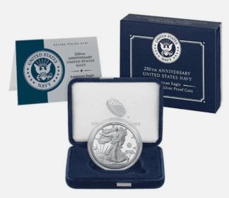 2025 S Silver Eagle $1 US Navy Privy 250 th Anniversary Proof Coin W/OGP