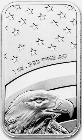 1 oz Silver Bar - American Flag Design (Eagle Back)