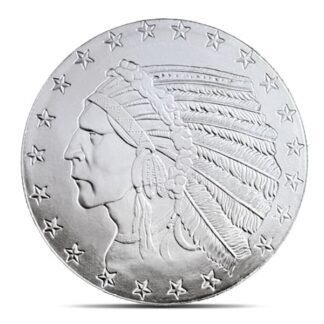 1/2 Troy Ounce Incuse Indian Silver Round, .999 Pure