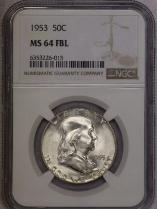1953 Franklin Half Dollar NGC MS64 FBL (#-015)