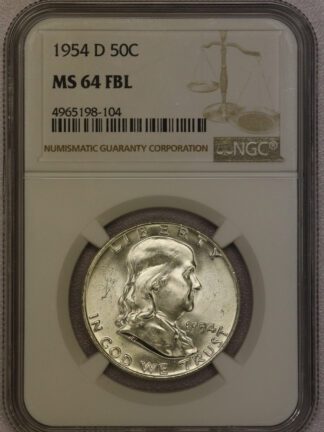 1954-D Franklin Half Dollar NGC MS64 FBL (# -104)