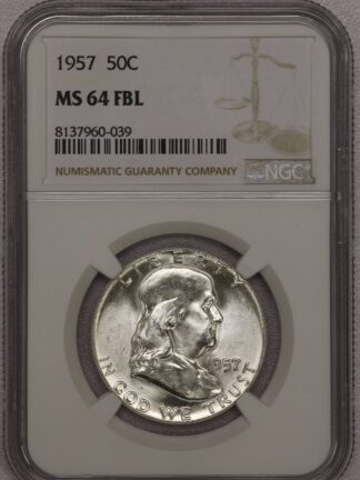 1957 Franklin Half Dollar NGC MS64 FBL (#-039)