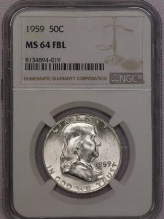 1959 Franklin Half Dollar NGC MS64 FBL (#-019)