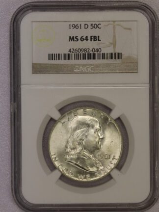 1961-D Franklin Half Dollar NGC MS64 FBL (#-040)