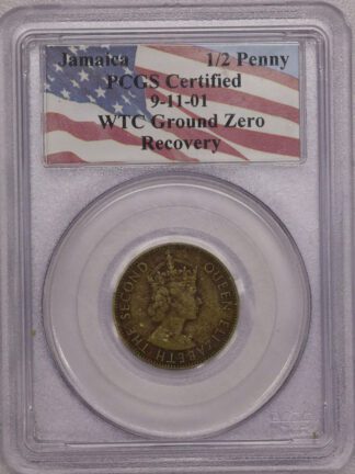 1963 Jamaica 1/2 Penny PCGS Certified WTC Ground Zero Recovery