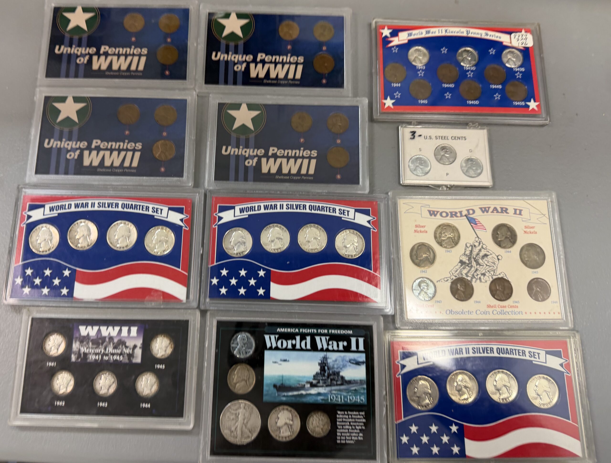 World War II Coin Sets Group: 5 War Nickels and $4.35 Face Value