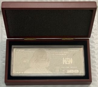 Auction- 2013 1 Troy OZ .999 Silver 100 dollar bill in Capsule and Wooden Box