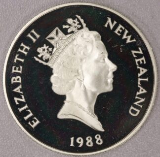 1988 New Zealand One Dollar Yellow-Eyed Penguin .925 Silver