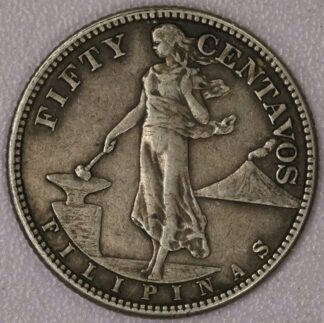 1919-S Philippines 50 Centavos Silver Coin