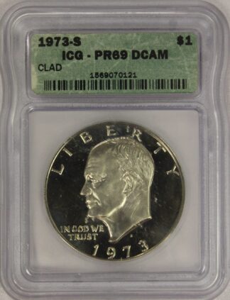 AUCTION-   1973-S Clad Eisenhower Dollar IGC PR69 DCAM