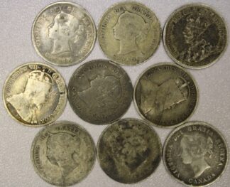 AUCTION-   1885-1921 Canada 5 Cent Silver 9 Different Culls/Damaged