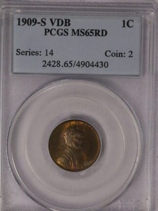 1909-S VDB Lincoln Cent PCGS MS65 RD (Actually RB)