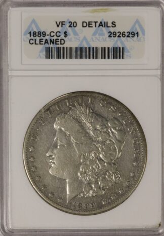 1889-CC Morgan Dollar ANACS Cleaned VF-20 Details