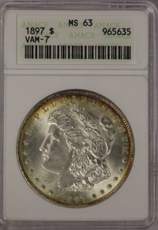 1897 Morgan Dollar ANACS MS63 VAM-7 (Doubled 7)