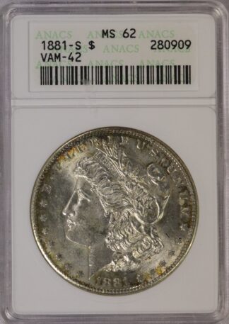 1881-S Morgan Dollar ANACS MS62 VAM-42