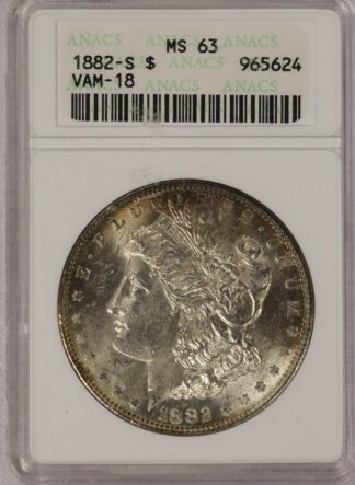 1882-S Morgan Dollar ANACS MS63 VAM-18