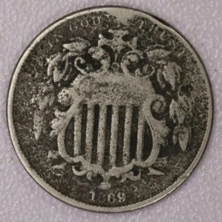 Auction- 1869 Shield Nickel, Damage/Rim Damage