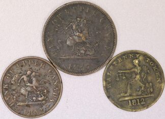 1812, 1852 & 1857 Canada Half Penny & Penny Tokens