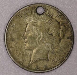 Auction- 1925 Peace Dollar, Holed