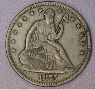 Auction- 1875-S Seated Liberty Half Dollar, Damaged Rim