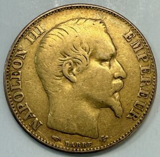 Auction - 1855 20 Francs Gold Coin Circulated AGW: 0.1867 Troy oz