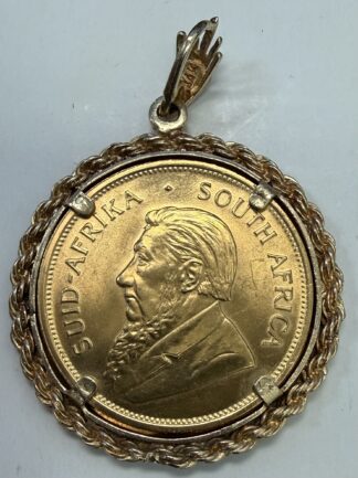 1983 South African 1 oz Gold Krugerrand Fine Gold Clasp 14kt - The Bezel Plated