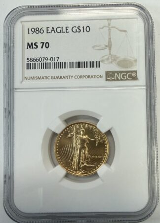 1986 $10 One Fourth 1/4th oz Fine Gold Eagle NGC MS70