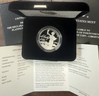 2019 Preamble To The Declaration Of Indepence Platinum Proof Coin 1 oz .9995