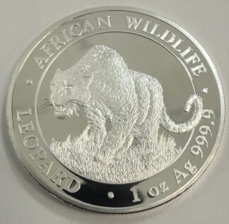 Auction- 2023 African Wildlife Leopard Somali Republic 100 Shillings 1oz 999.9 Silver
