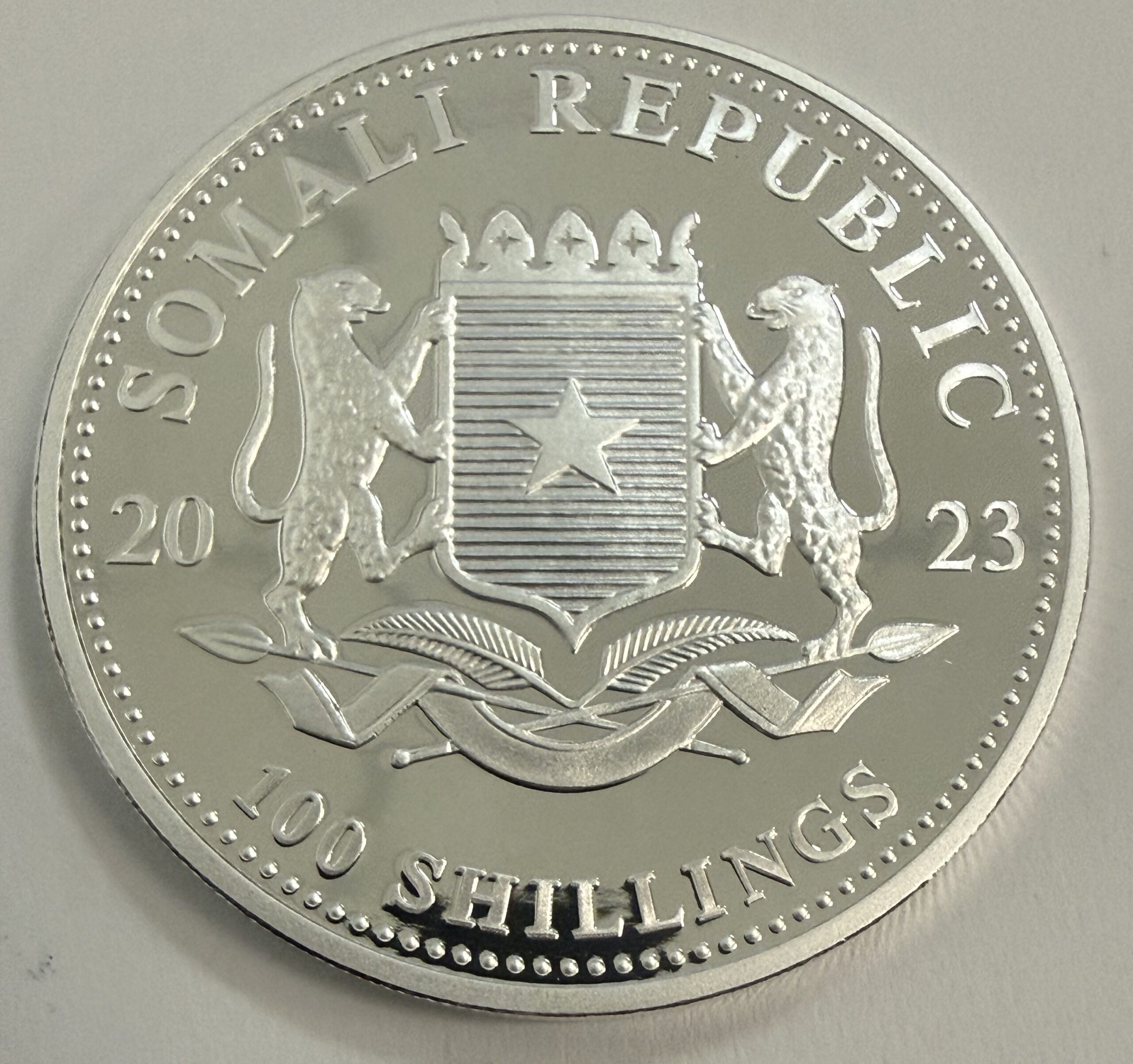 Auction- 2023 African Wildlife Leopard Somali Republic 100 Shillings 1oz 999.9 Silver - Image 2