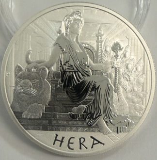 Auction- 2022 Tuvalu 1 Dollar 1 oz 9999 Silver Greek Goddess Hera Round (Light Toning)