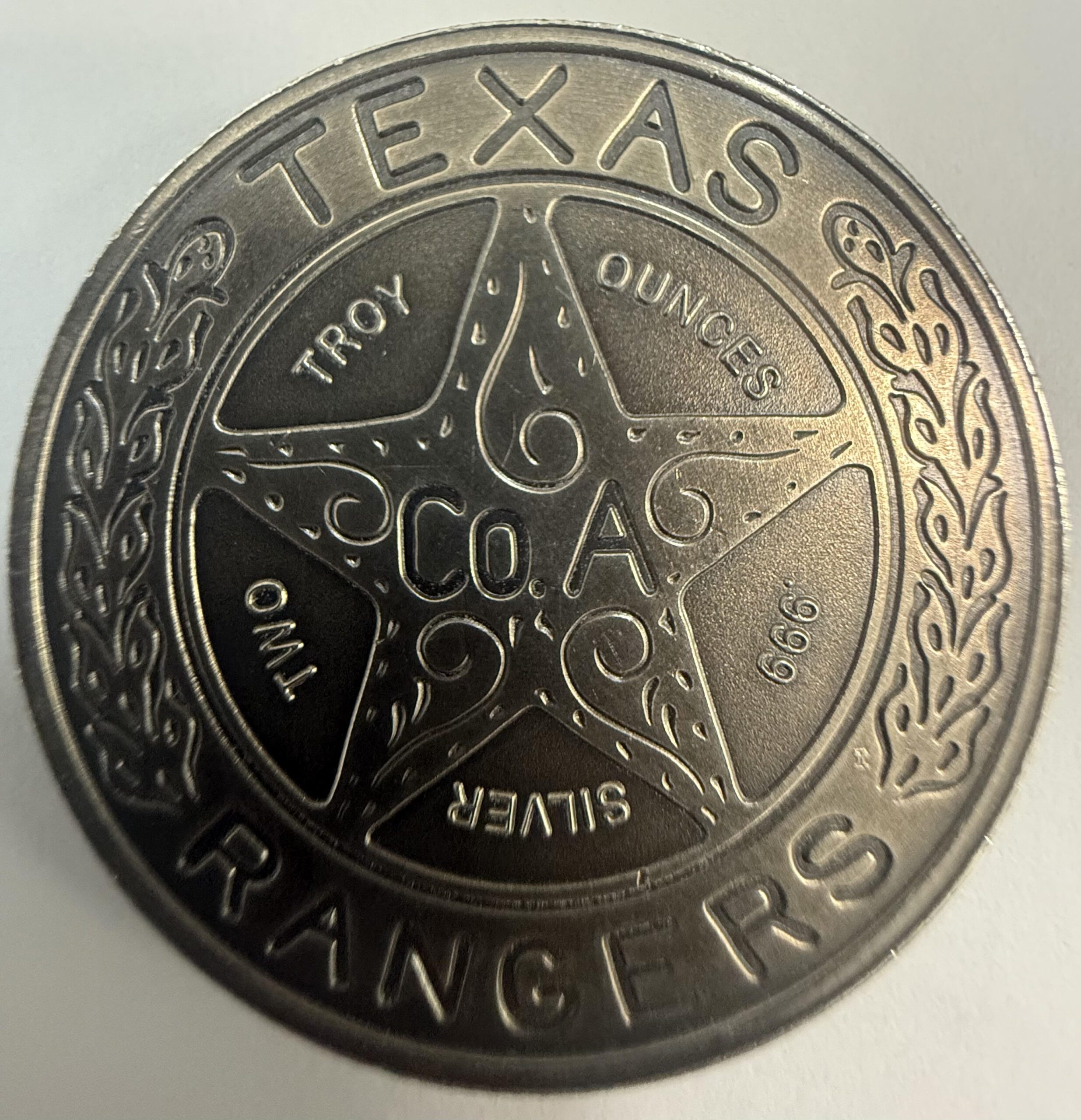 Auction- 2oz .999 Texas Rangers Silver Round