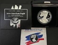 1776-2026 W Proof American Silver Eagle 1 Oz Proof 250th Privy, OGP