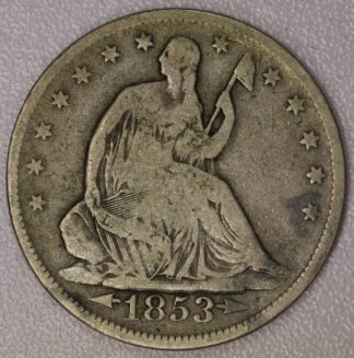Auction- 1853 Seated Liberty Half Dollar, Arrows and Rays
