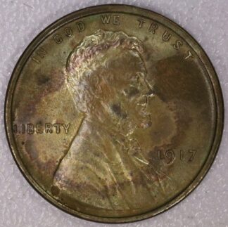 AUCTION-   1917 Lincoln Cent Uncirculated Details Toned & Stained