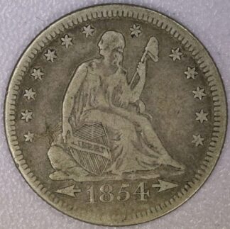 AUCTION-   1854 With Arrows Seated Liberty Quarter Circulated