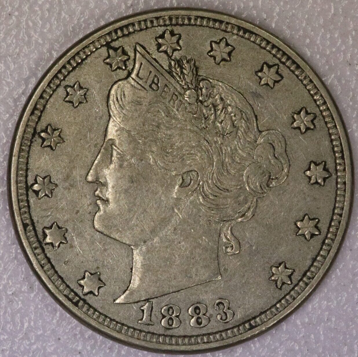 AUCTION- 1883 No Cents Liberty "V" Nickel XF