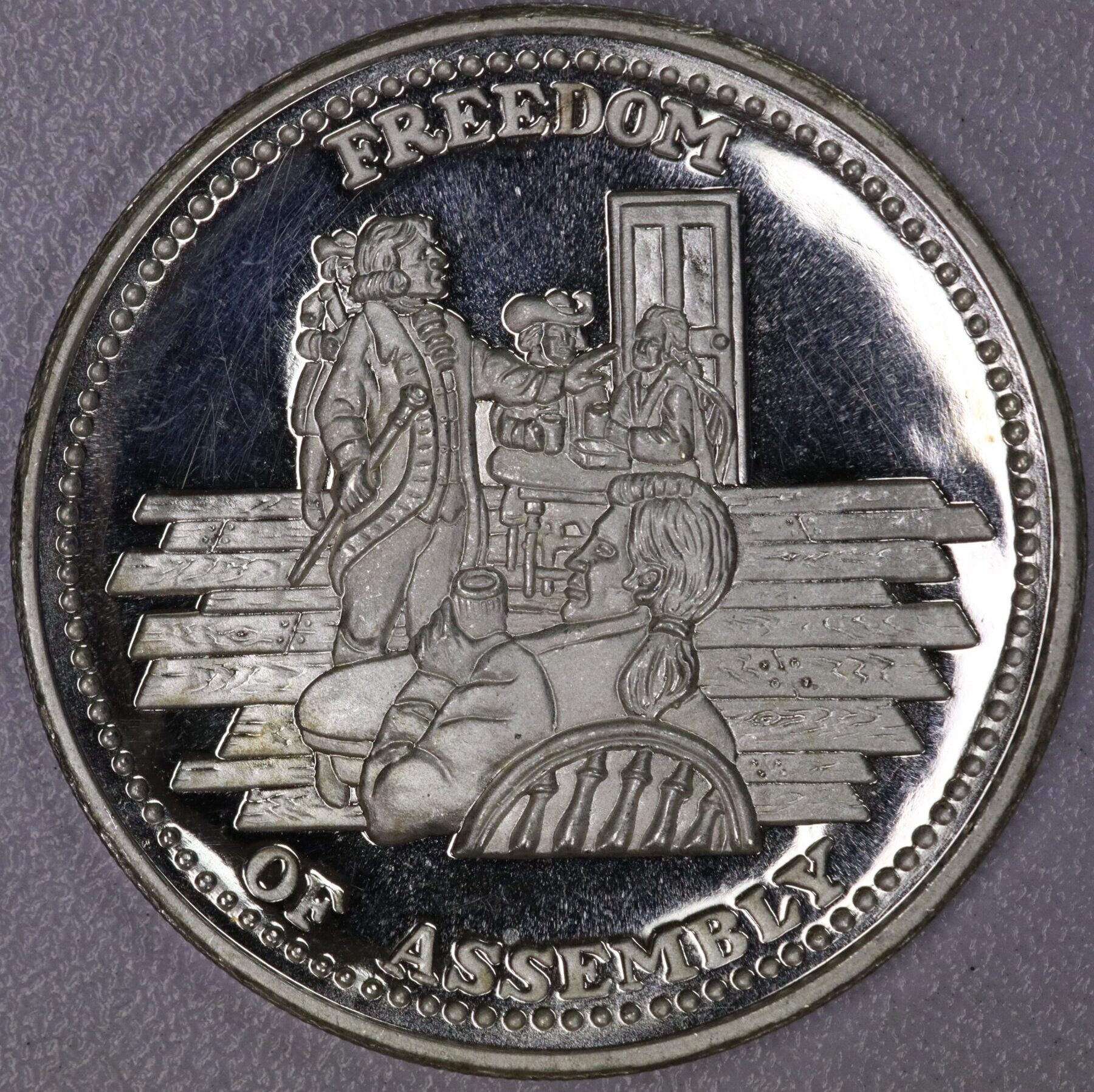 AUCTION- Johnson Matthey Freedom of Assembly One Ounce .999 Silver Round