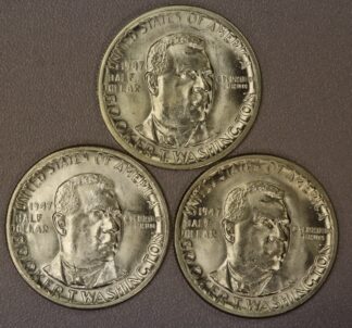 Auction- 1947 P, D and S Booker T Washington Commemorative Half Dollar