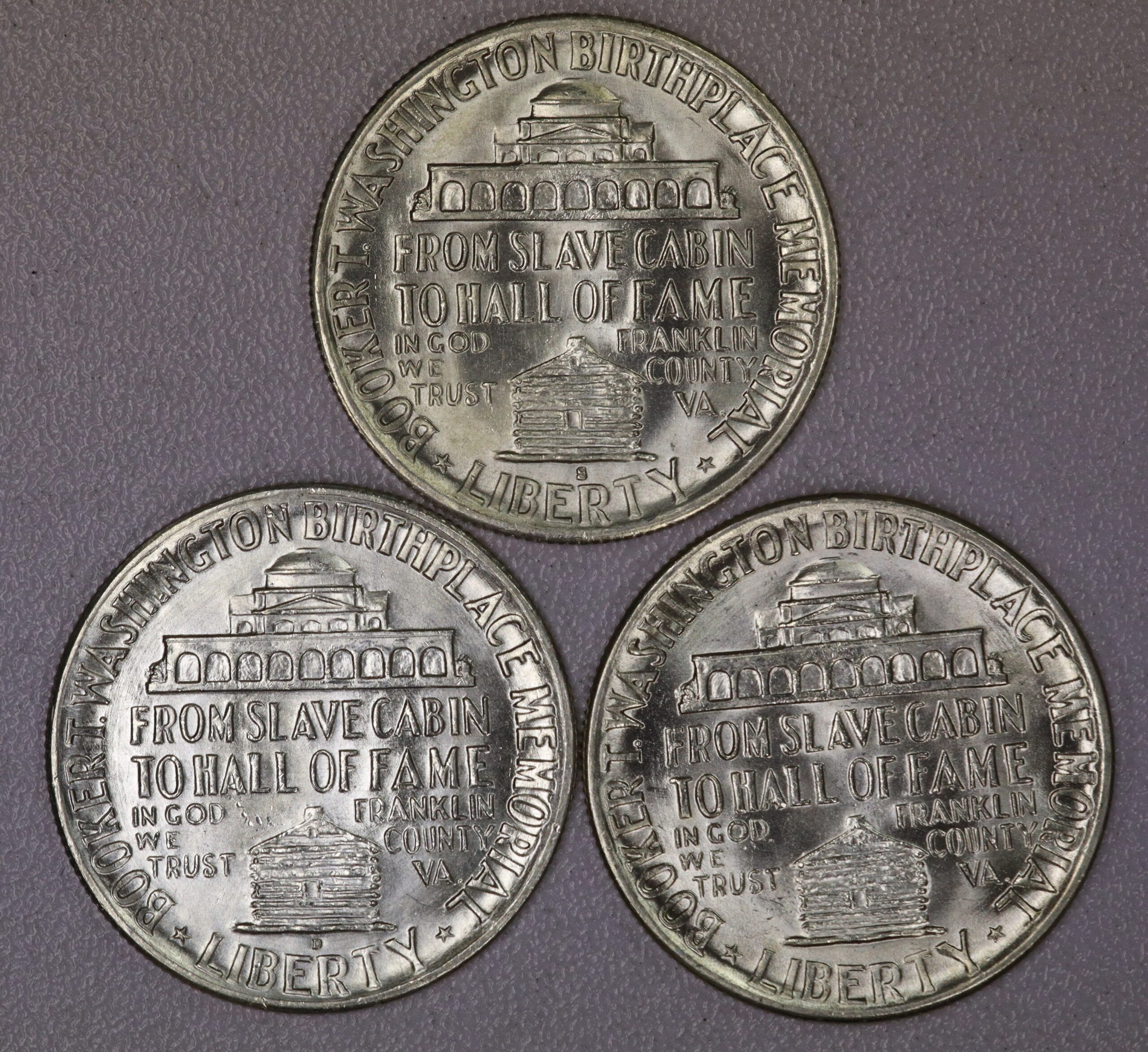 Auction- 1947 P, D and S Booker T Washington Commemorative Half Dollar - Image 2