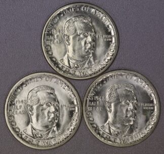 Auction- 1948 P, D and S Booker T Washington Commemorative Half Dollars