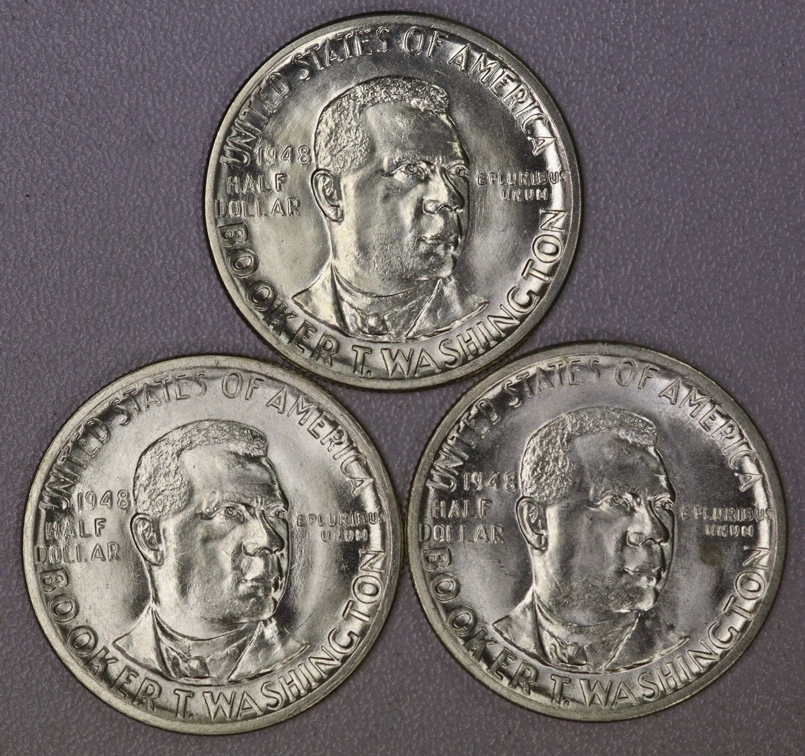 Auction- 1948 P, D and S Booker T Washington Commemorative Half Dollars