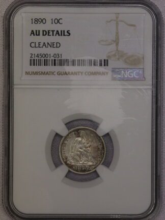 Auction - 1890 Seated Dime AU Cleaned NGC