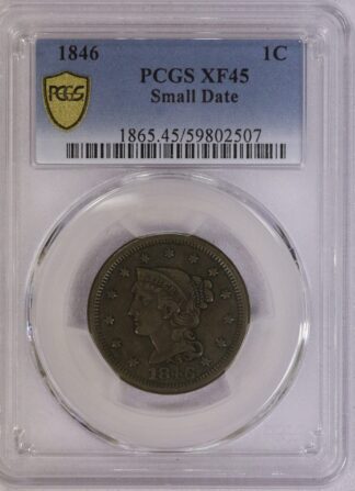 1846 Small Date Braided Hair Large Cent PCGS XF45