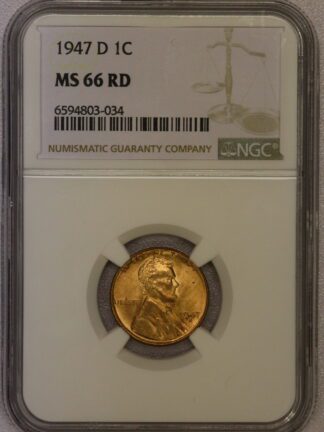 1947 D Lincoln Wheat Cent NGC MS66 RD