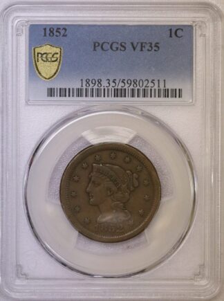 1852 Braided Hair Large Cent PCGS VF35