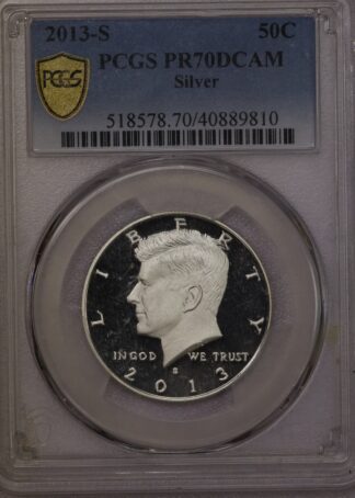 2013-S Silver Proof Kennedy Half Dollar PCGS PF70 DCAM