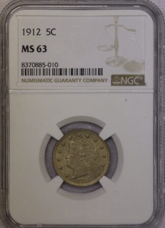 1912 Liberty Head "V" Nickel NGC MS63
