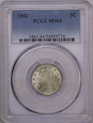 1902 Liberty Head "V" Nickel PCGS MS64